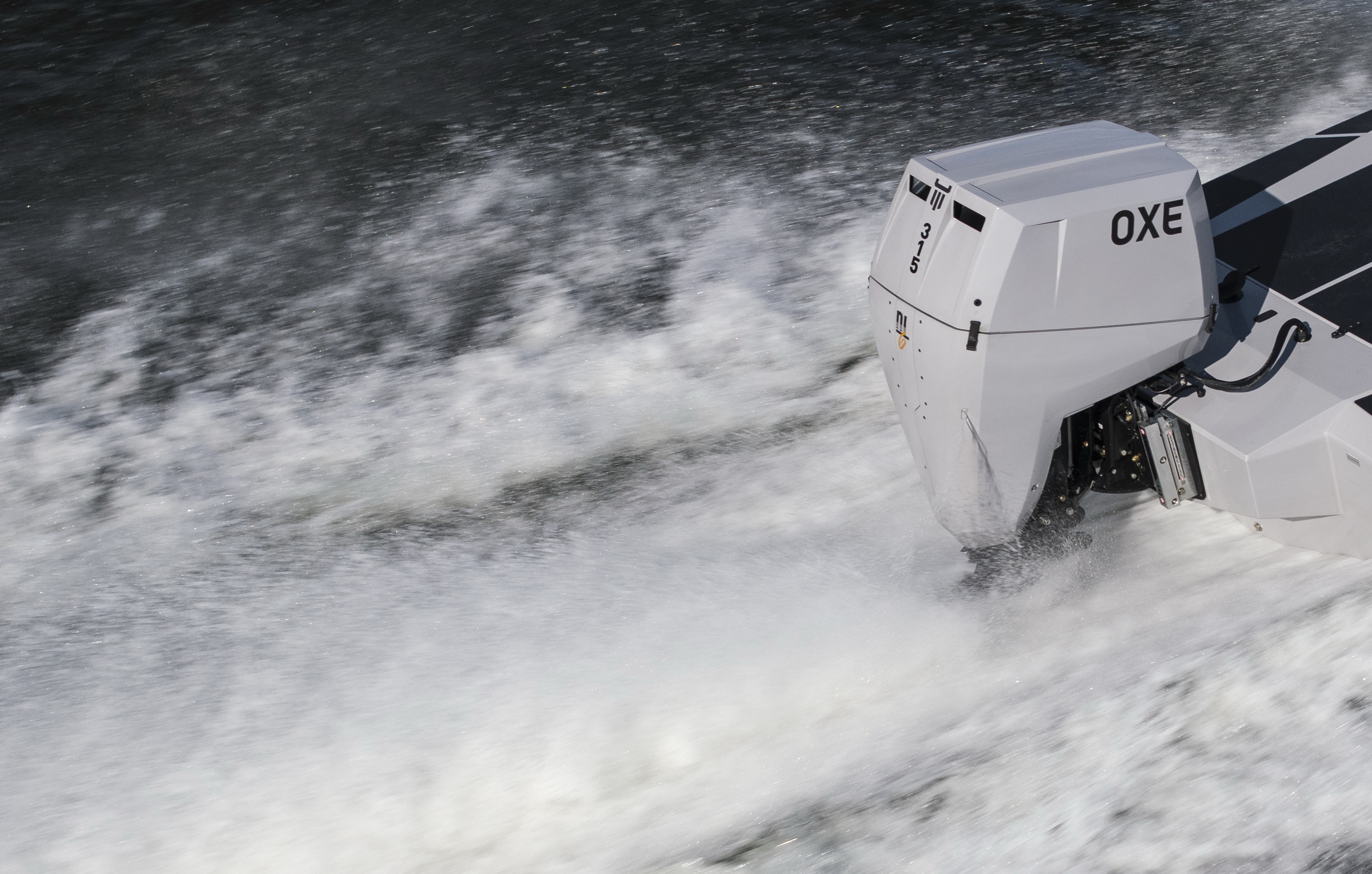 OXE diesel outboard powering a vessel across the water