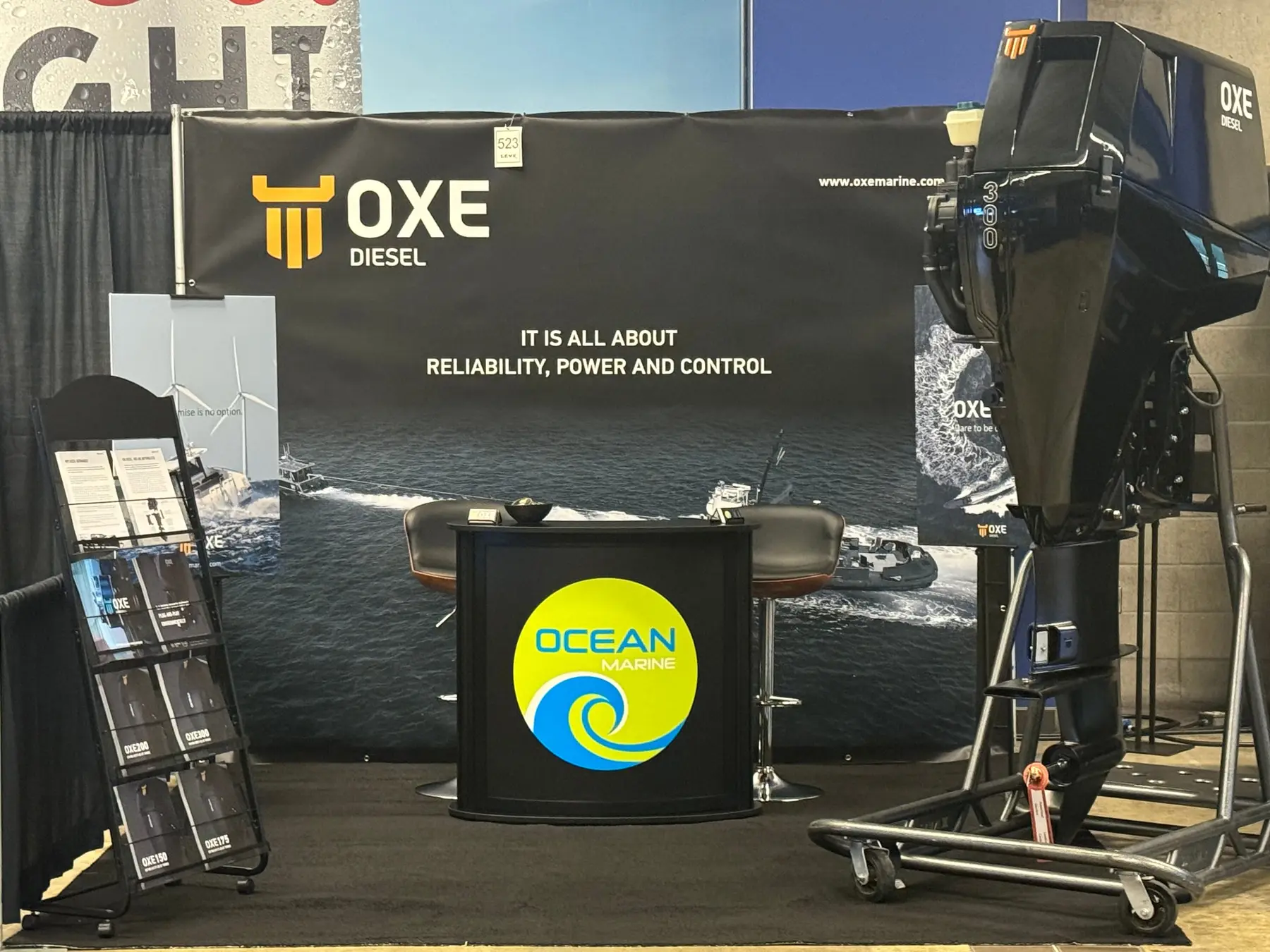 OXE Diesel display at a marine show