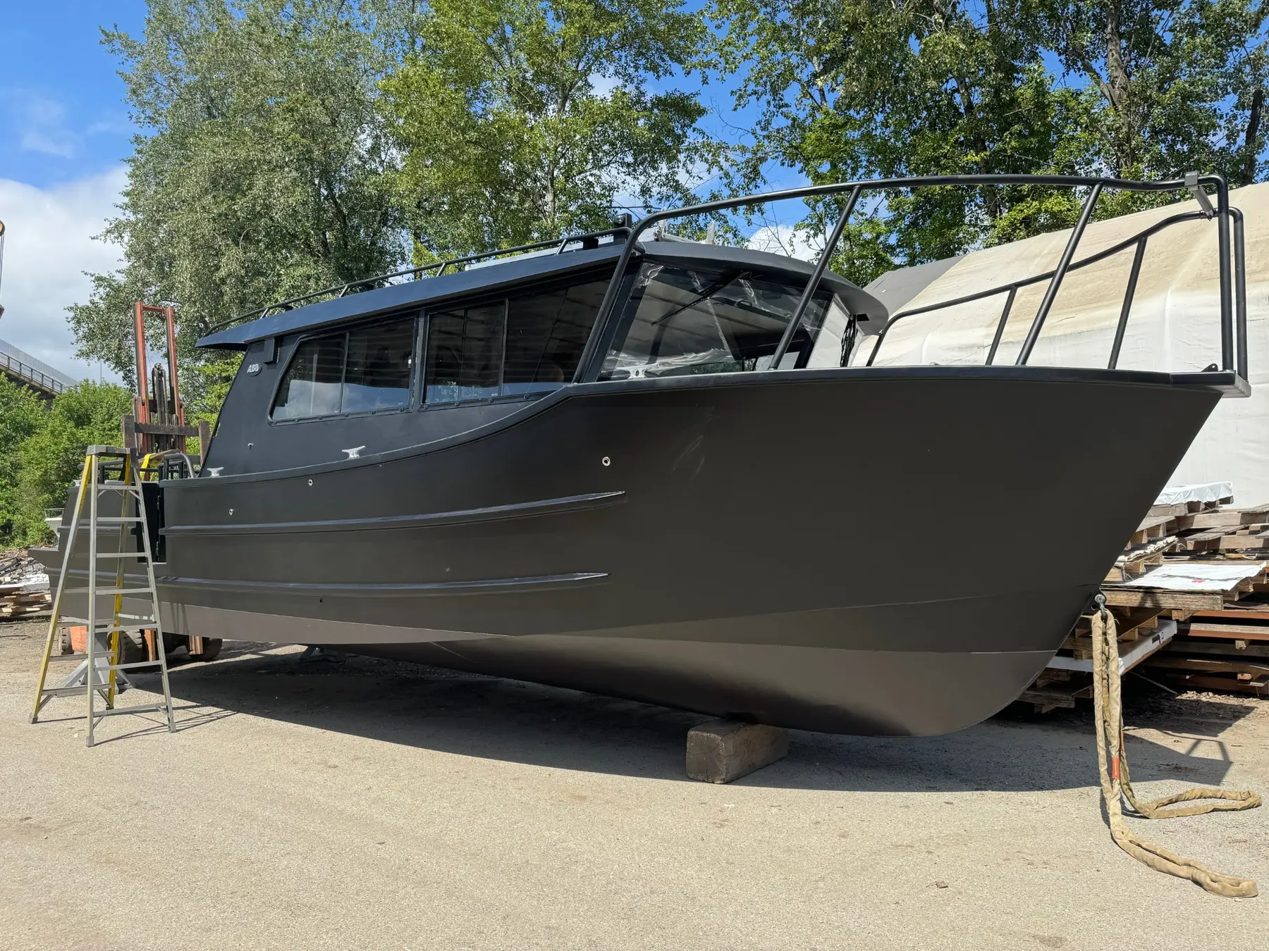 Custom work boat in the Ocean Marine yard